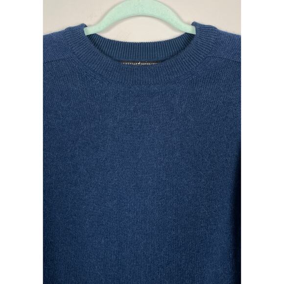 Peruvian Connection 100% Royal Alpaca Blue Sweater Small Long Sleeve Crop - Picture 3 of 9